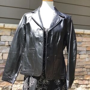 Chadwicks black leather blazer/ jacket.  Casual or dressy